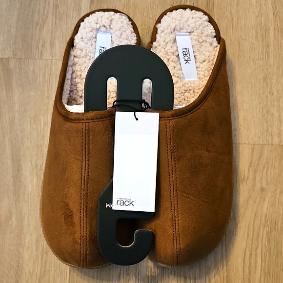 NWT Nordstrom Rack Mens Brock Faux Fur Lined Scuff Slipper Chestnut X-Large - Picture 7 of 12